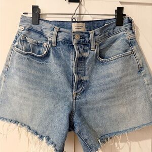 Citizens Of Humanity Annabelle Long Distressed Denim Shorts